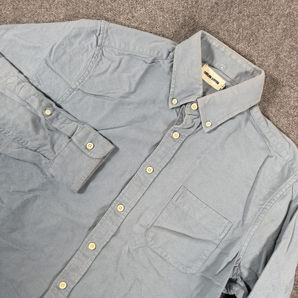 Taylor Stitch Shirt Men Medium 40 Blue Button Down Cotton Preppy Long Sleeve
